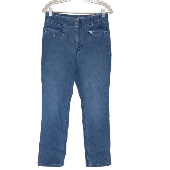 ANTHROPOLOGIE MAEVE BOMBSHELL JEANS slim straight high rise medium blue - Picture 1 of 5